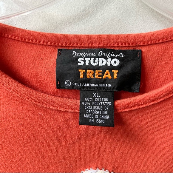 Studio Treat cute vintage Halloween sequin ghost long-sleeved t-shirt - Picture 3 of 5